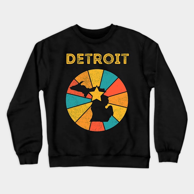 Detroit Michigan Vintage Distressed Souvenir Crewneck Sweatshirt by NickDezArts